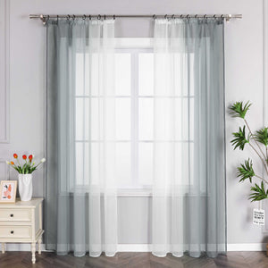 Sheer Curtains with Gradient Set of 2 - Orange, Curtain Tape