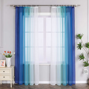 Sheer Curtains with Gradient Set of 2 - Blue, grommets