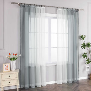 Sheer Curtains with Gradient Set of 2 - Orange, Curtain Tape