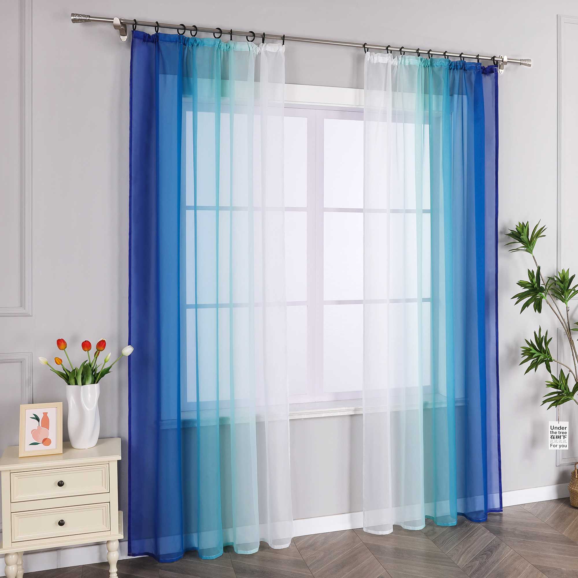 Sheer Curtains with Gradient Set of 2