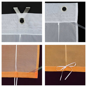 Roman Shade with V-Shaped Tabs Gradient Color Sheer Light Filtering Airy 1 Piece - Blue, W x H 80 x 130cm