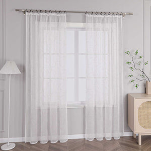 Voile Curtain with Curtain Tape with Circle Pattern Embroidered 1 Piece