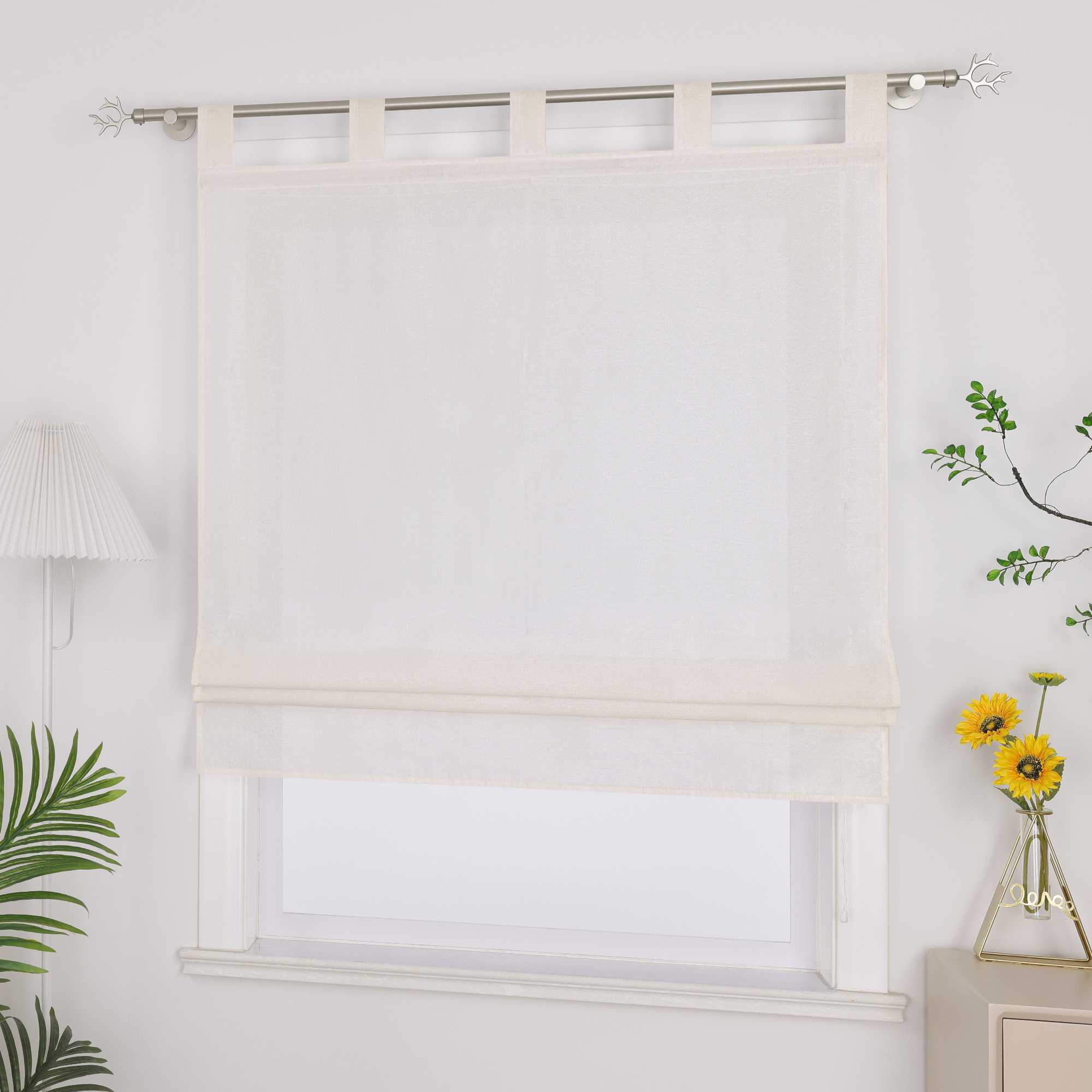 Roman Shade with Tab-Top Hanging Kitchen Curtains 1 Piece