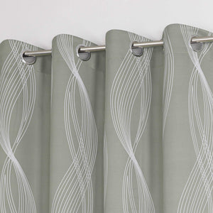 Blackout Grommet Curtain Opaque Thermal with Water-Wave Pattern 1 Piece - Gray, H x W 225 x 135cm