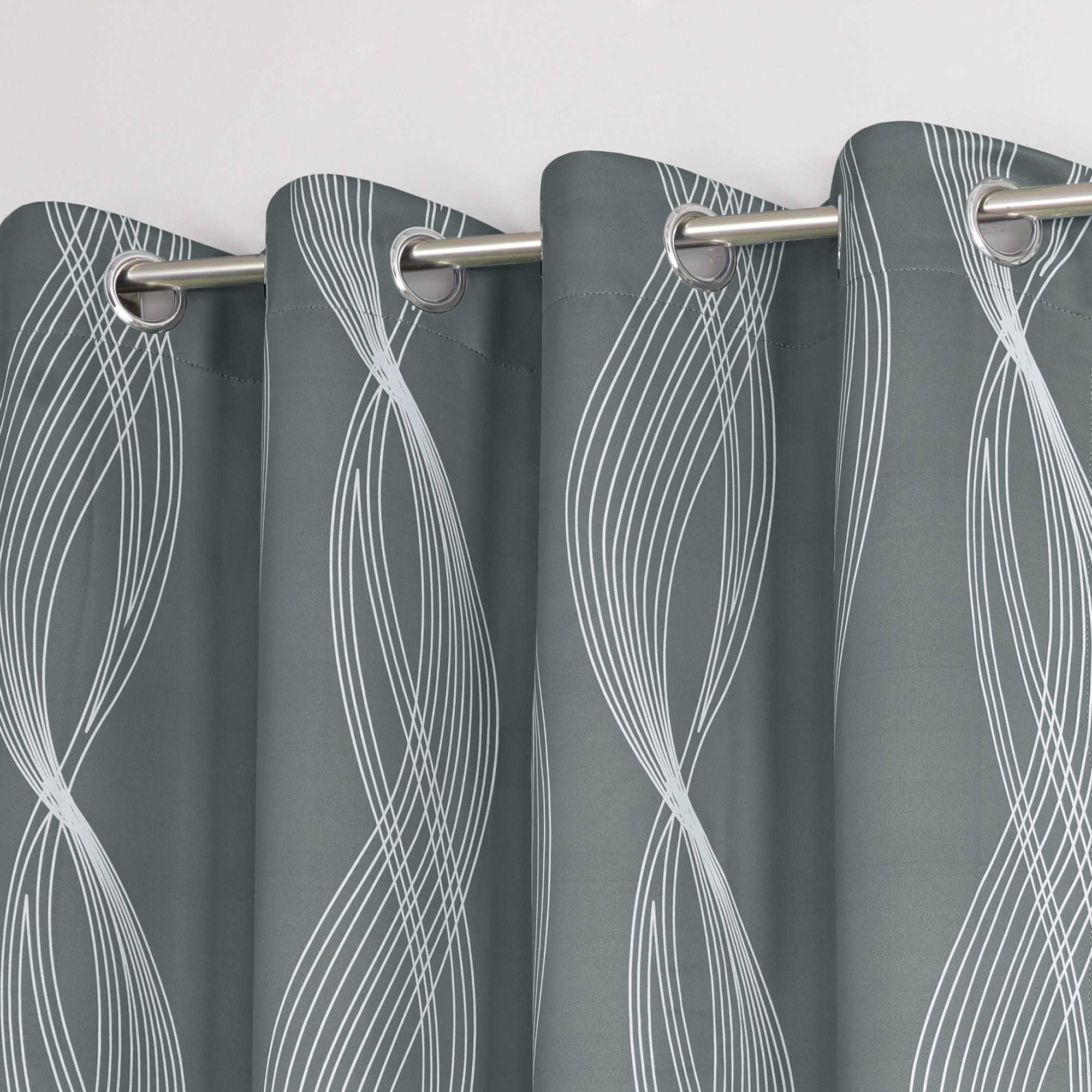 Blackout Grommet Curtain Opaque Thermal with Water-Wave Pattern 1 Piece
