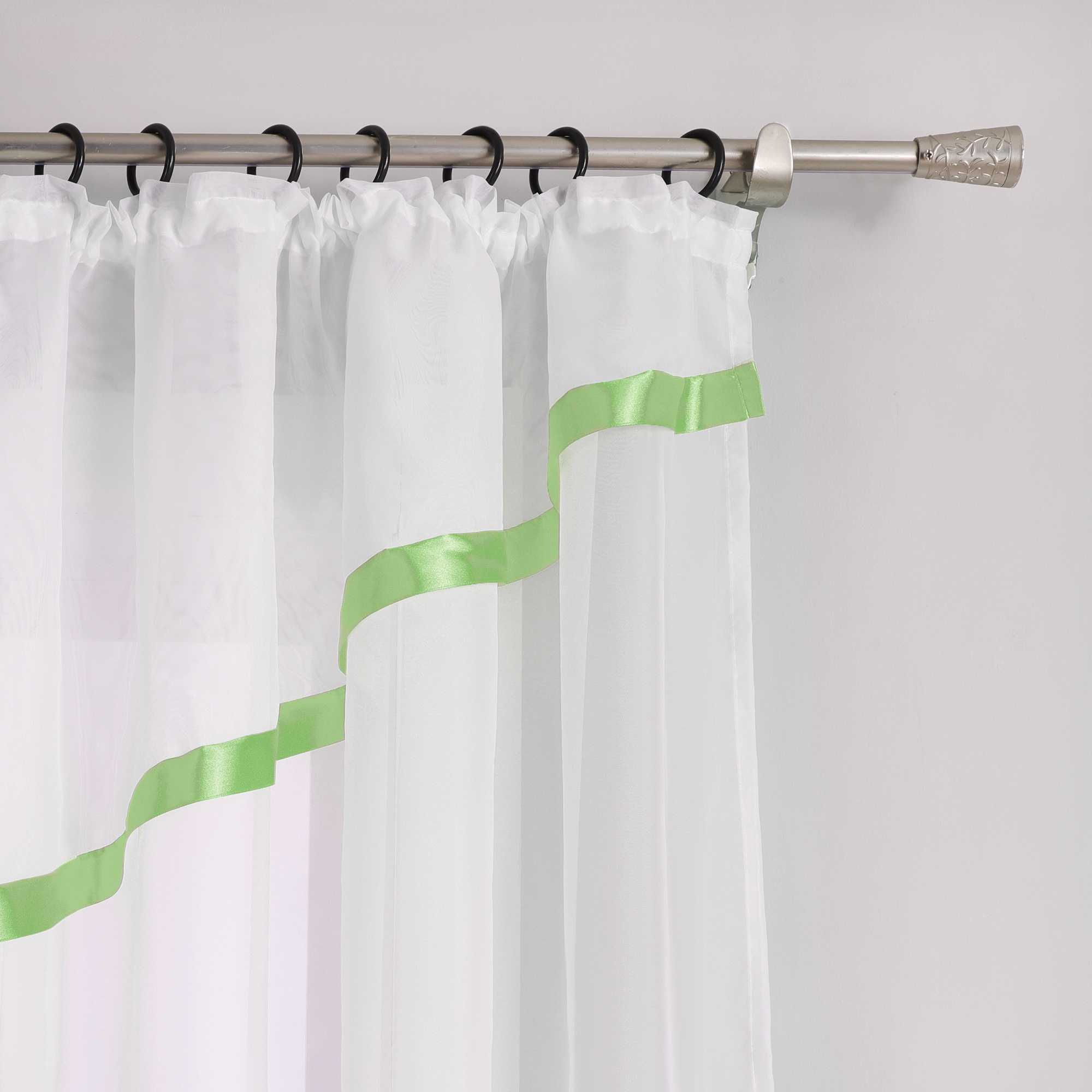 Cafe Curtain with Scalloped Edge, Satin Ribbon and Valance - Black, H x W 120 x 450cm