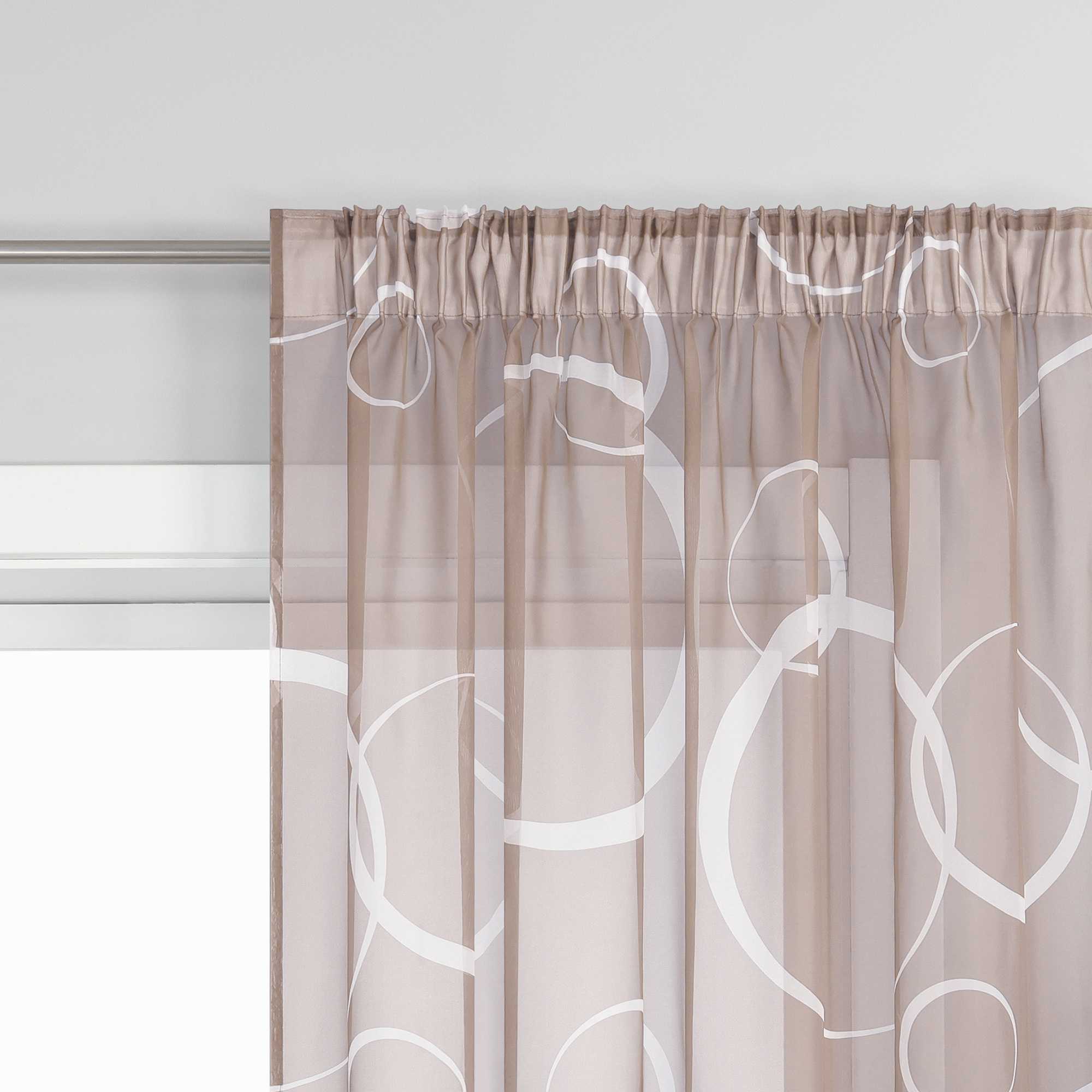 Curtain with White Circle Pattern & Drawstring (1 Piece) - Green, W x H 140 x 225cm