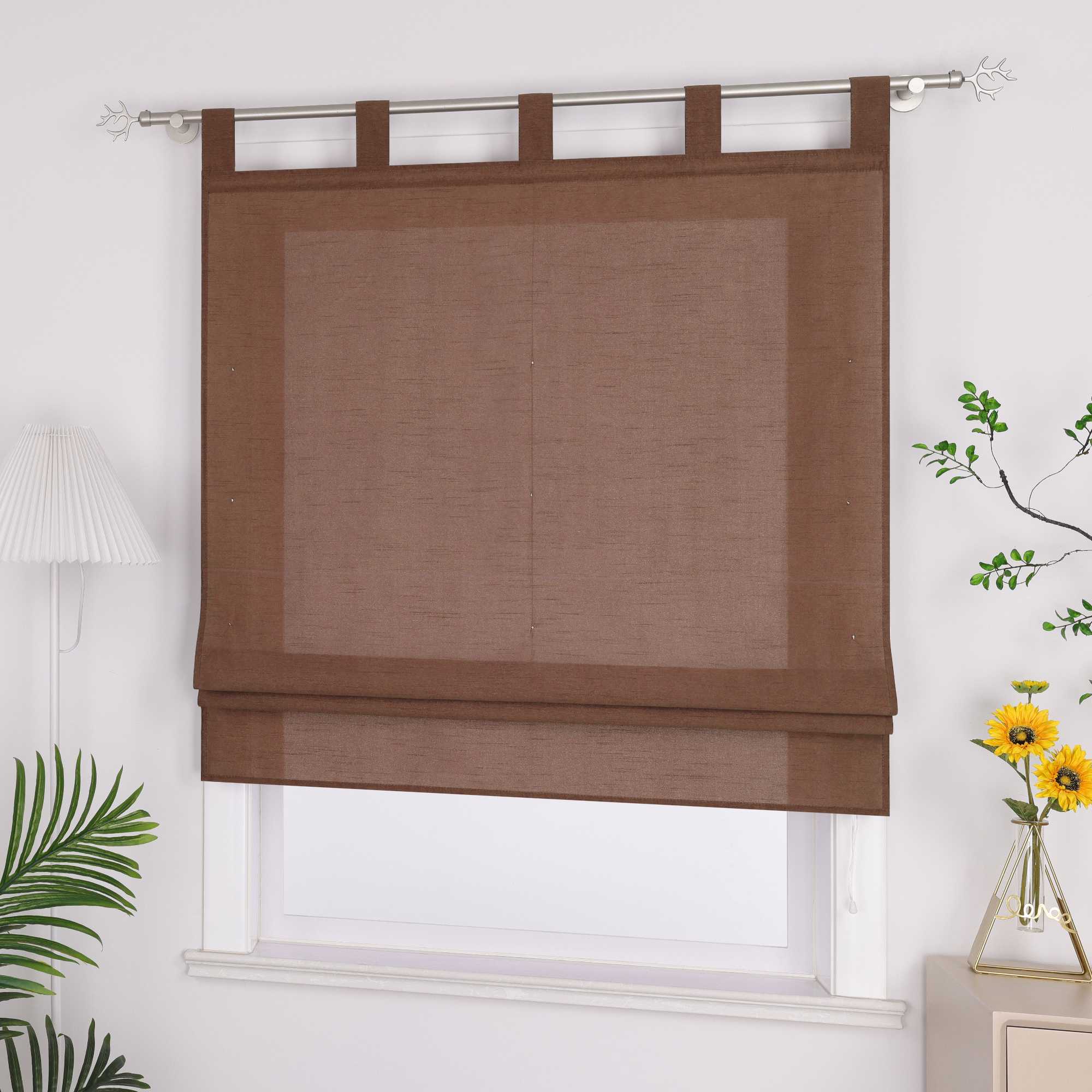 Roman Shade with Tab-Top Hanging Kitchen Curtains 1 Piece - Beige, W x H 80 x 140cm