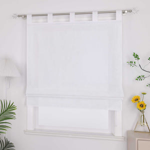 Roman Shade with Tab-Top Hanging Kitchen Curtains 1 Piece - White, W x H 140 x 140cm