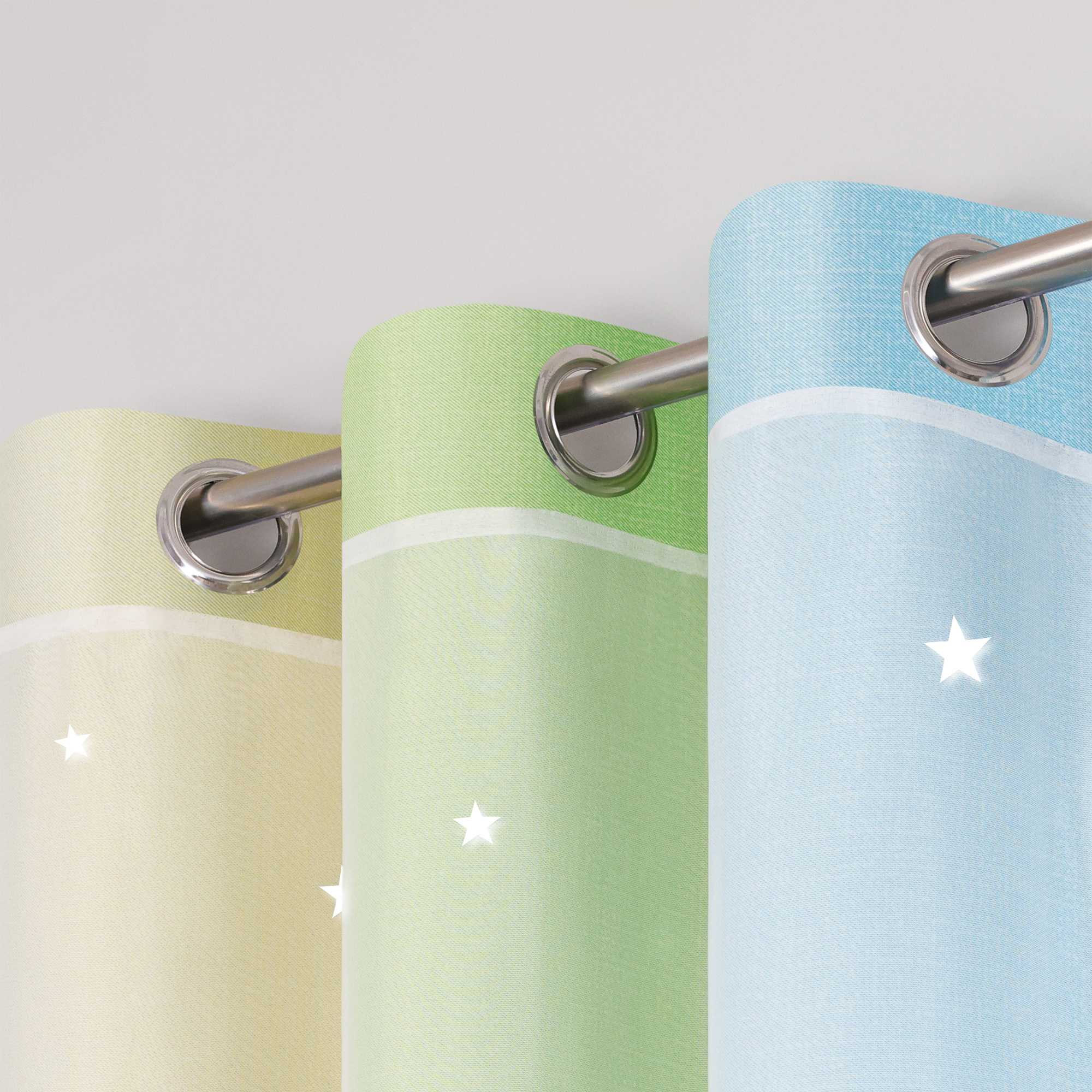2-in-1 Curtain Children's Room with Stars 1 Piece - Beige, W x H 132 x 240cm
