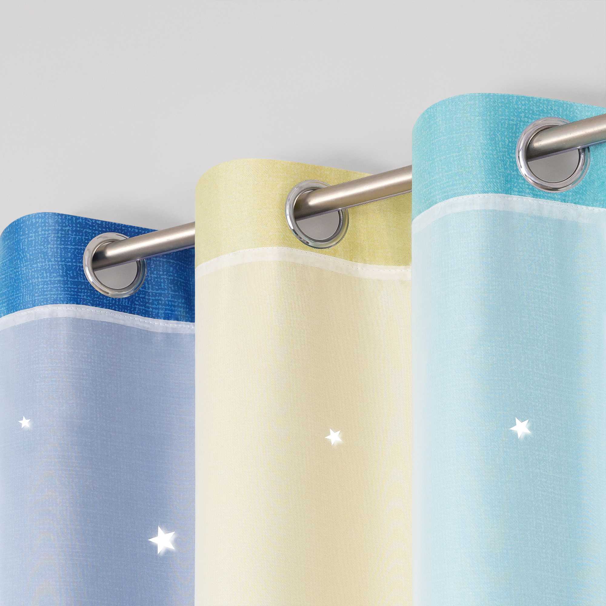 2-in-1 Curtain Children's Room with Stars 1 Piece - floral, W x H 132 x 210cm