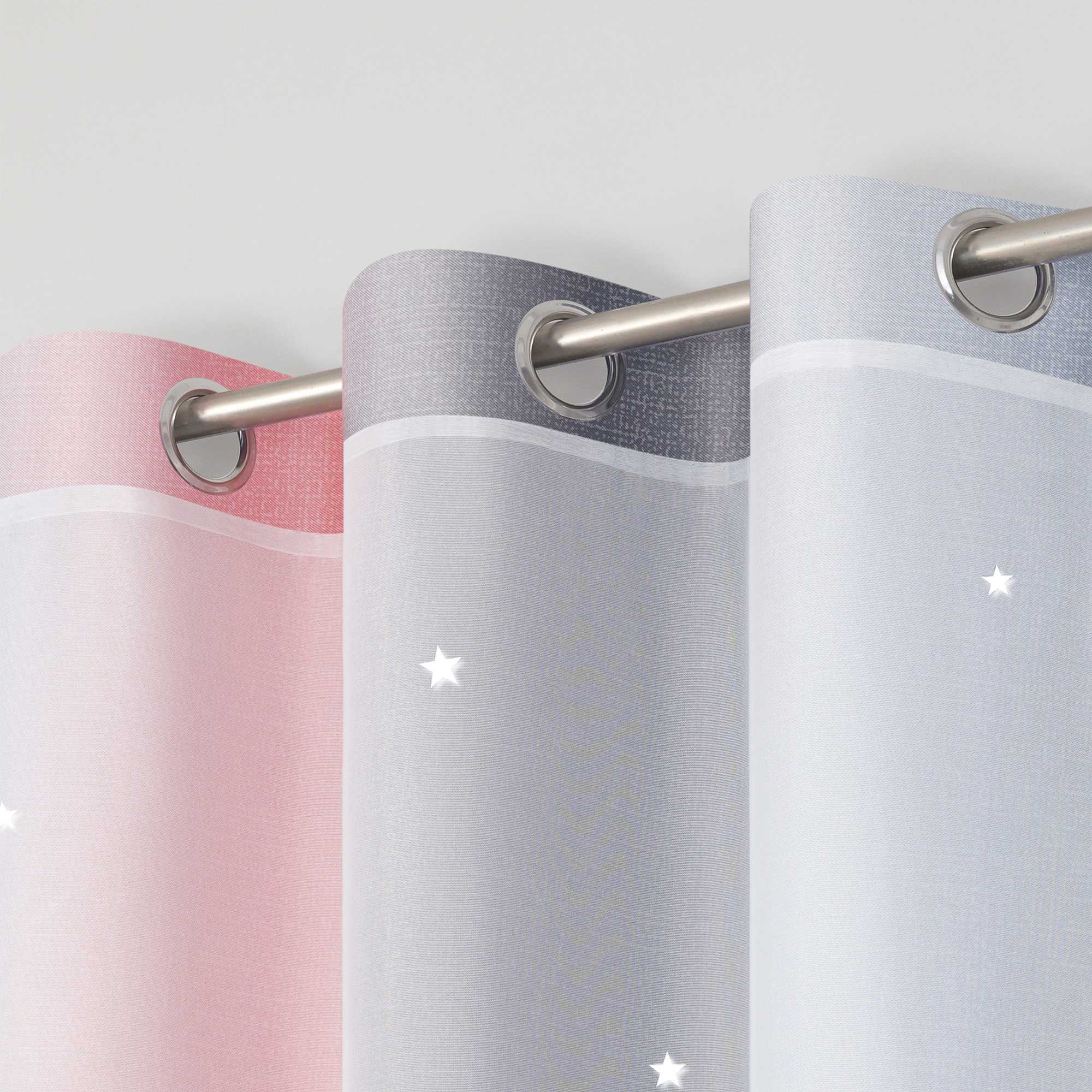 2-in-1 Curtain Children's Room with Stars 1 Piece - Gray, W x H 132 x 210cm