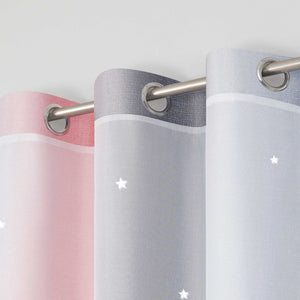 2-in-1 Curtain Children's Room with Stars 1 Piece - Gray, W x H 132 x 210cm