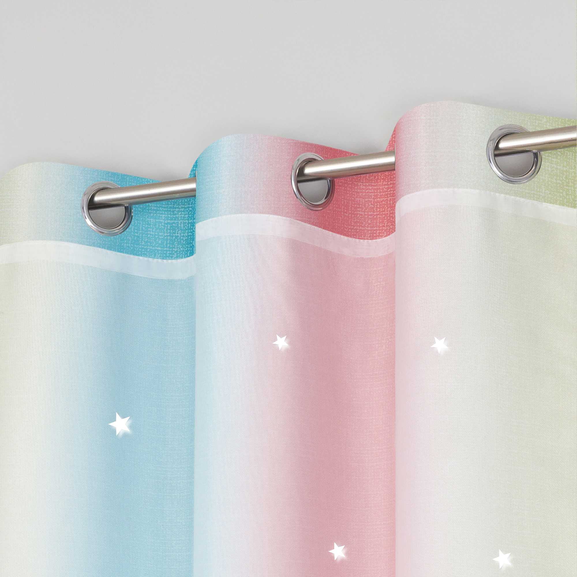 2-in-1 Curtain Children's Room with Stars 1 Piece - Blue, W x H 132 x 160cm