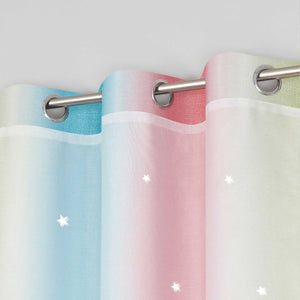 2-in-1 Curtain Children's Room with Stars 1 Piece - Blue, W x H 132 x 160cm