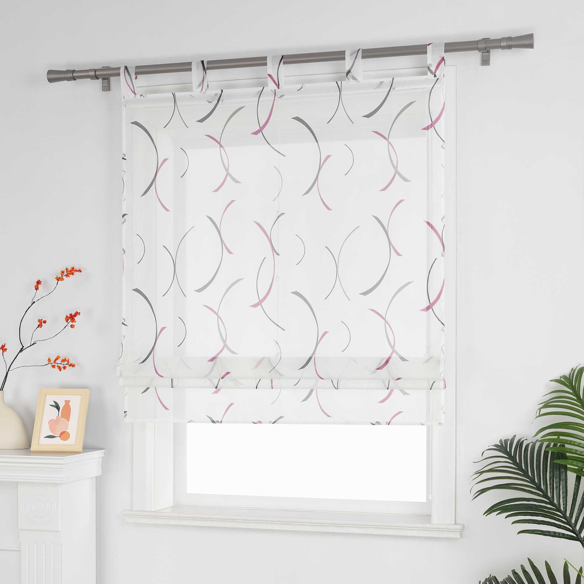 Roman Shade with Printed Clip Design - Purple, W x H 100 x 140cm