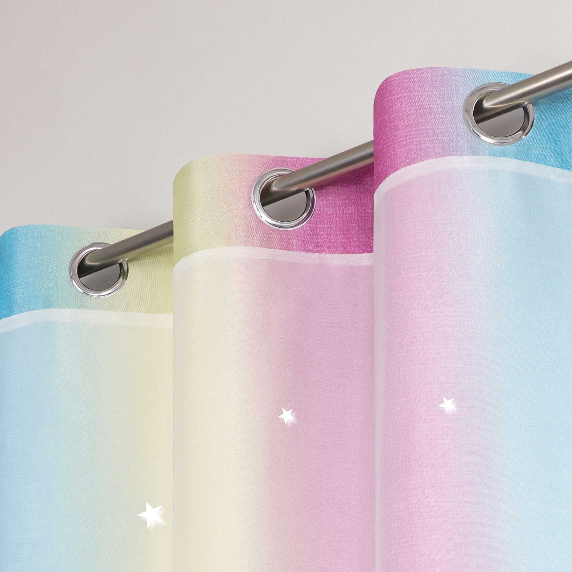 2-in-1 Curtain Children's Room with Stars 1 Piece - Green, W x H 100 x 250cm