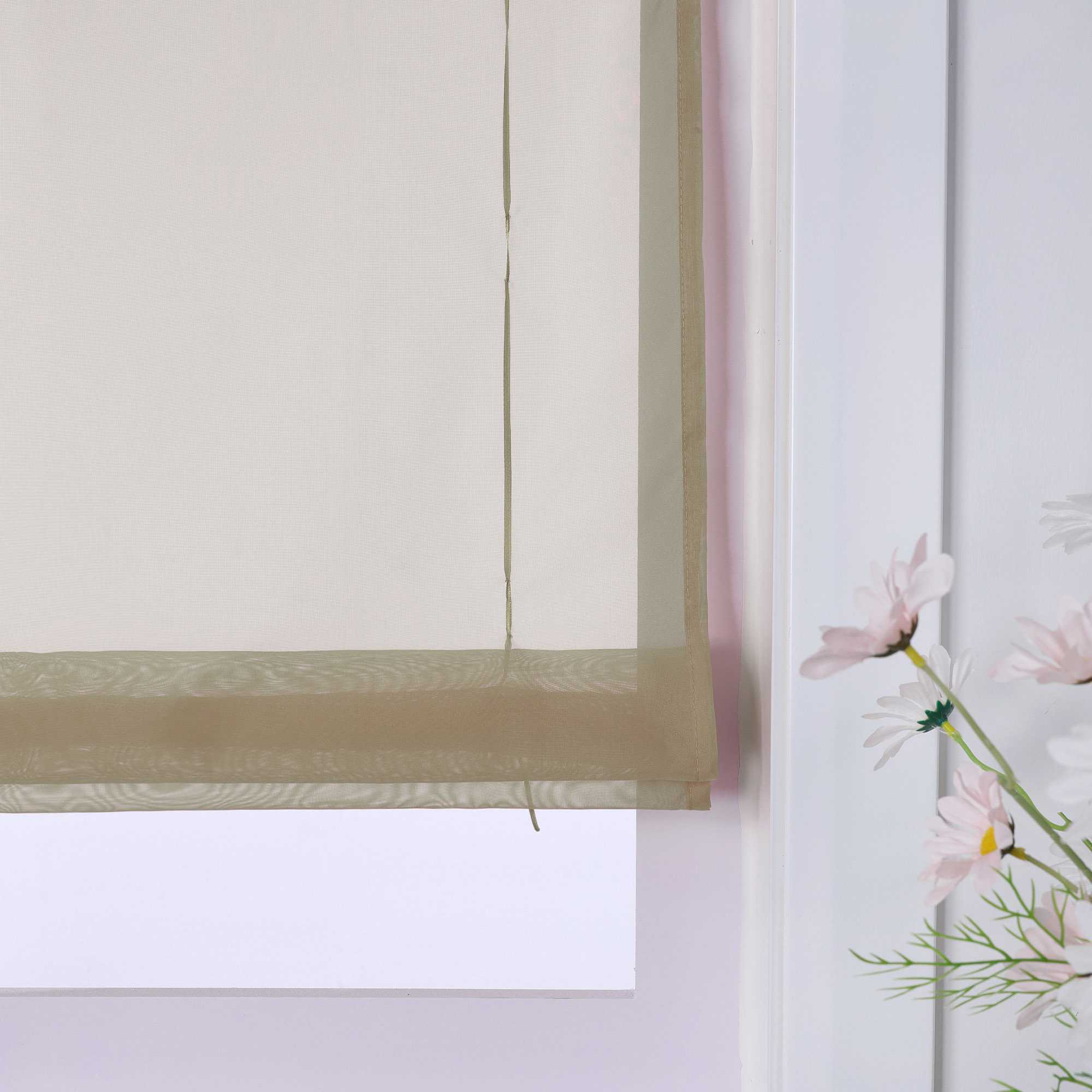 Roman Shade with V-Shaped Tabs Light-Filtering Solid Color Height-Adjustable 1 Piece