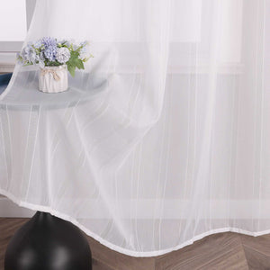 Tab-Top Curtain with Stripes Solid Color Sheer Light-Filtering