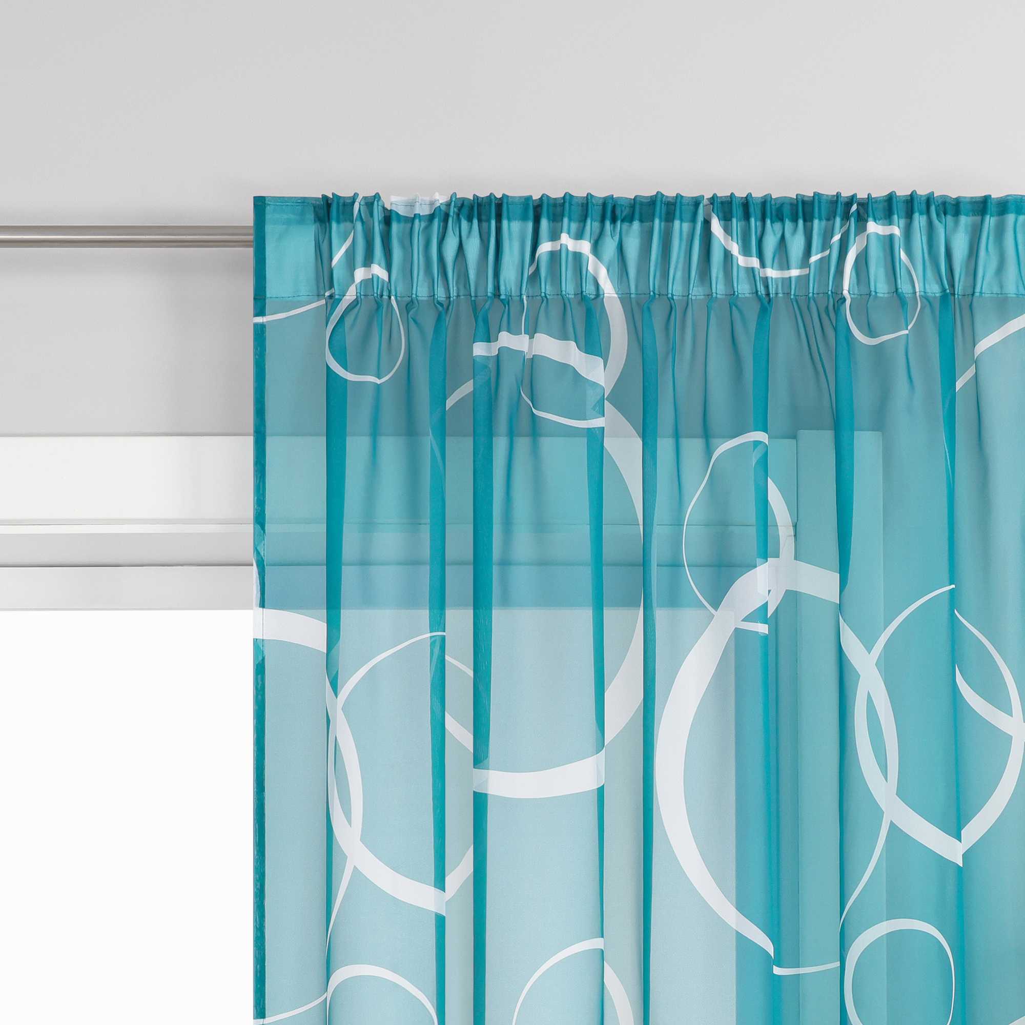 Curtain with White Circle Pattern & Drawstring (1 Piece)