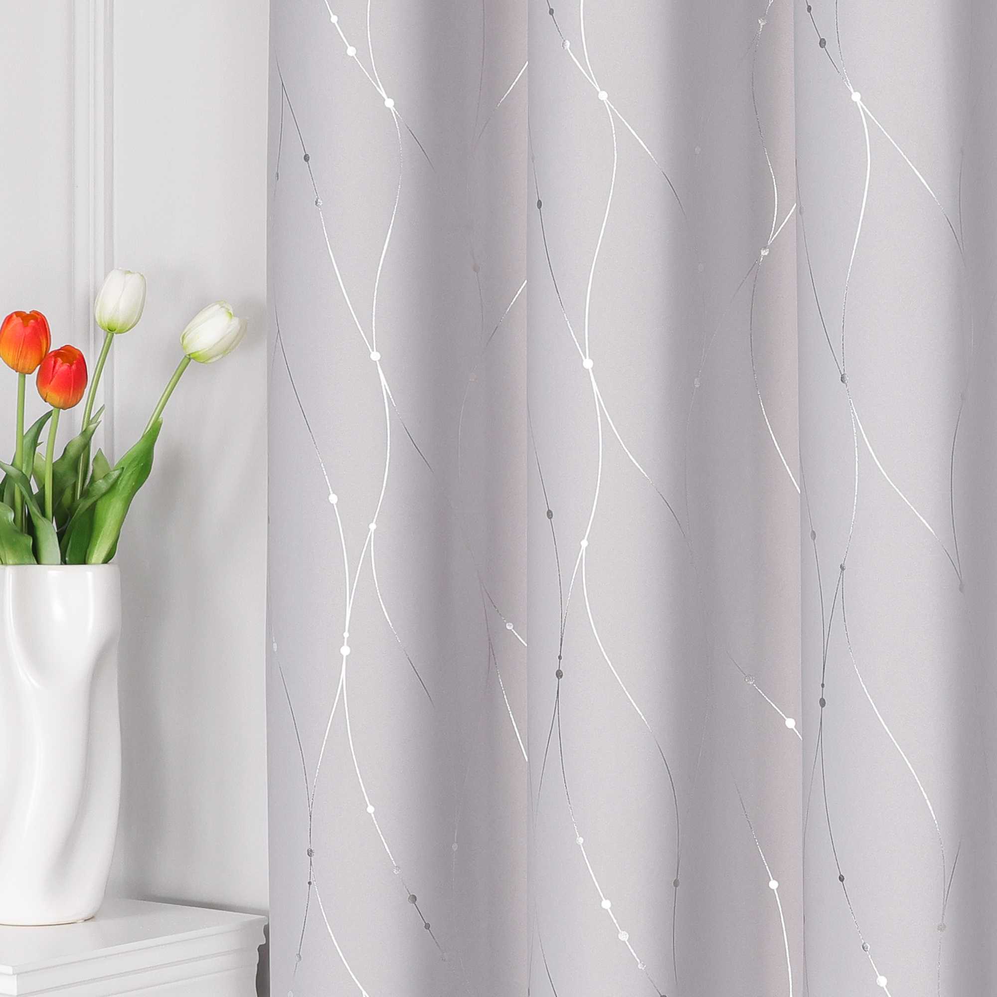 Blackout Grommet Curtain with Silver Accents