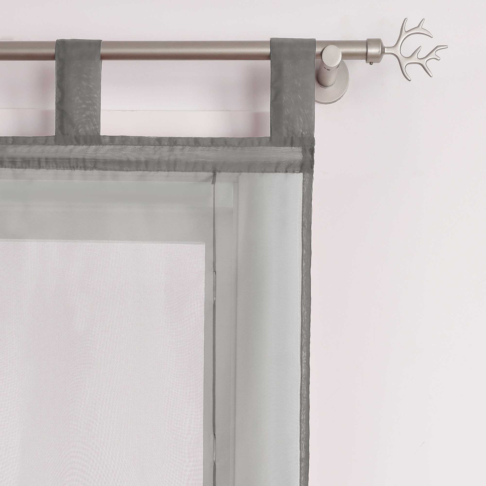Roman Shade Tab-Top Curtain Solid Color Sheer Voile with Decorative Folds 1 Piece - Gray, H x W 155 x 80cm