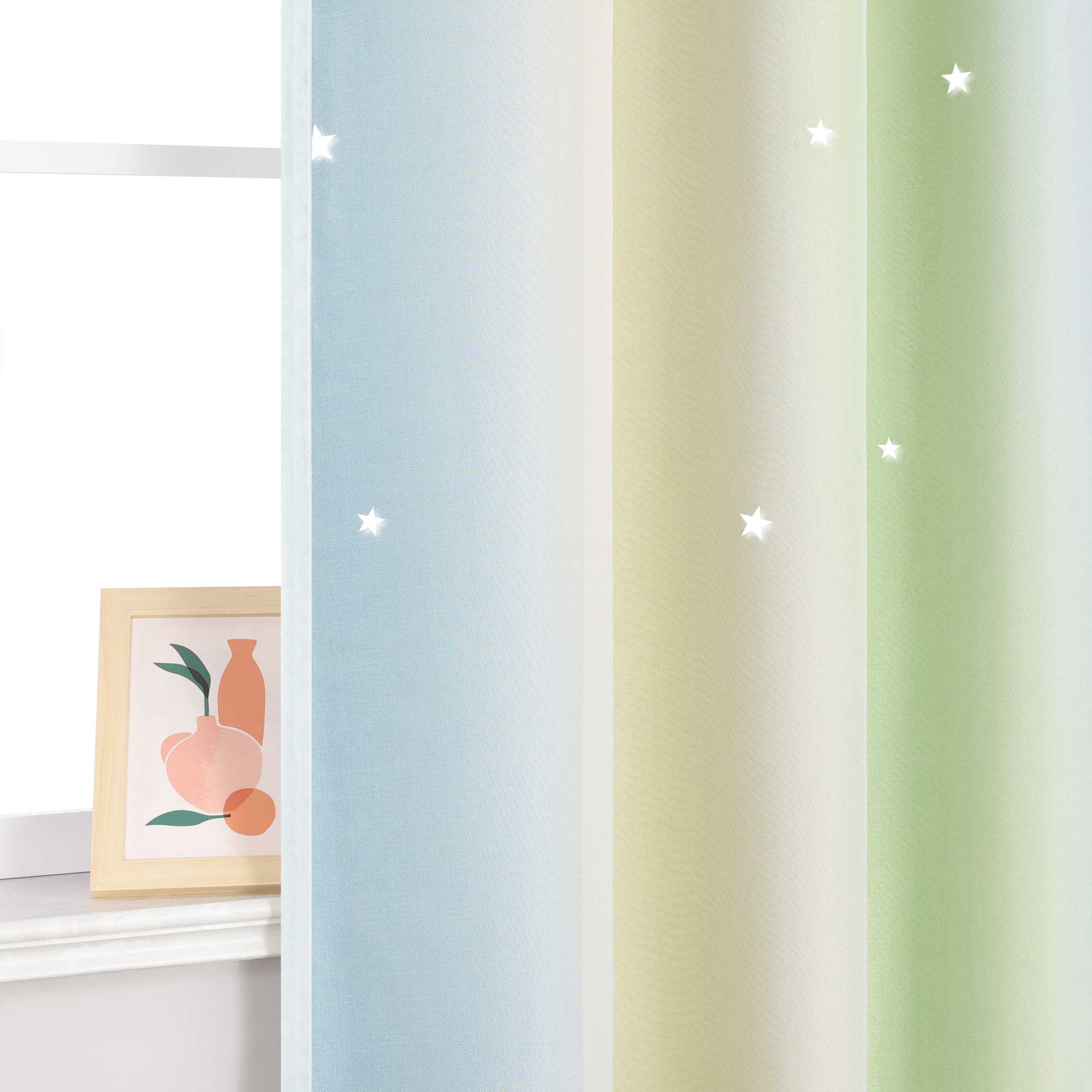 2-in-1 Curtain Children's Room with Stars 1 Piece - Pink, W x H 100 x 250cm