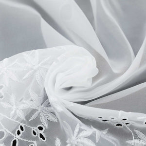 Cafe Curtain with Maple-Leaf Design - White, H x W 60 x 120cm