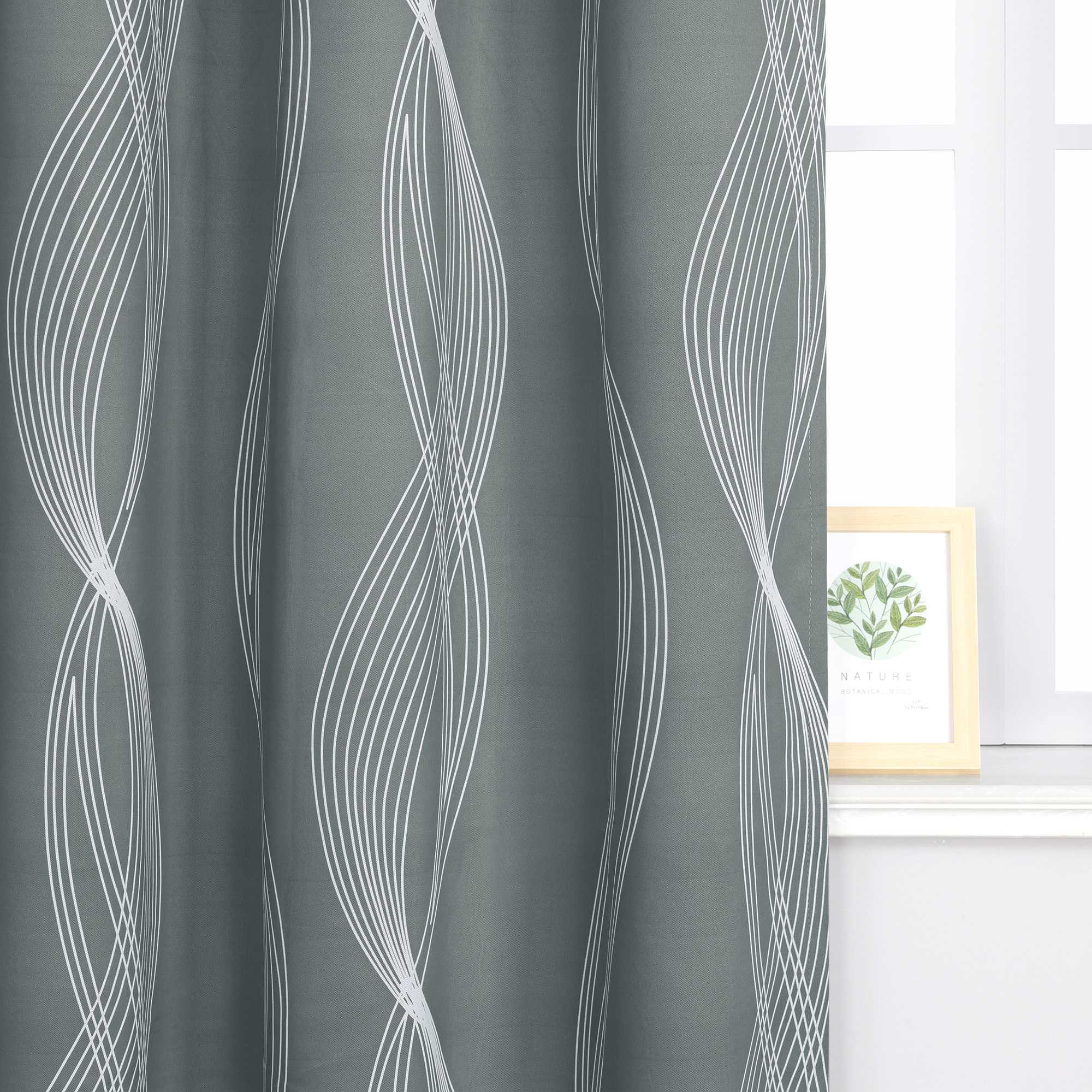 Blackout Grommet Curtain Opaque Thermal with Water-Wave Pattern 1 Piece