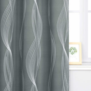 Blackout Grommet Curtain Opaque Thermal with Water-Wave Pattern 1 Piece
