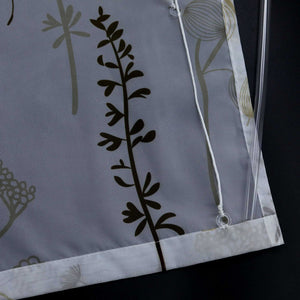 Roman Shade with Tab-Top Hanging with Chinese-Lantern Flower Pattern Semi-Sheer