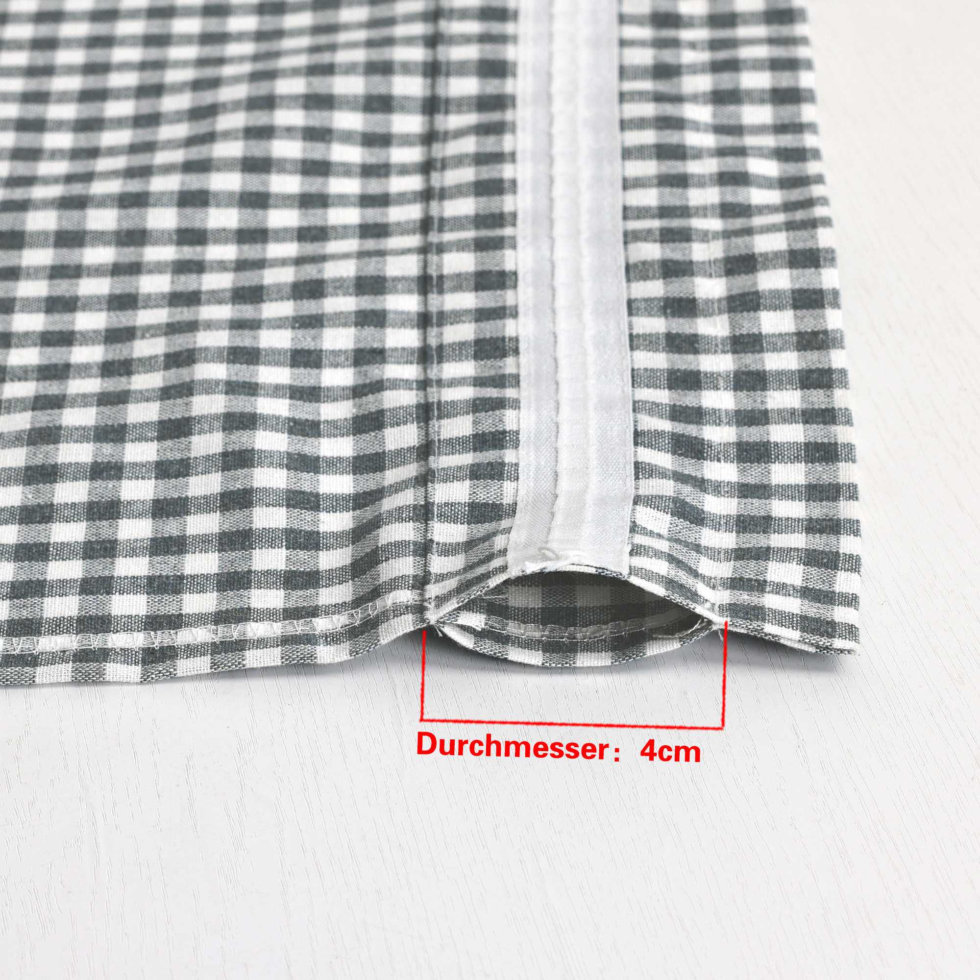 Short Curtains in Valance Style with Check Pattern Set of 2 - Beige, H x W 80 x 80cm