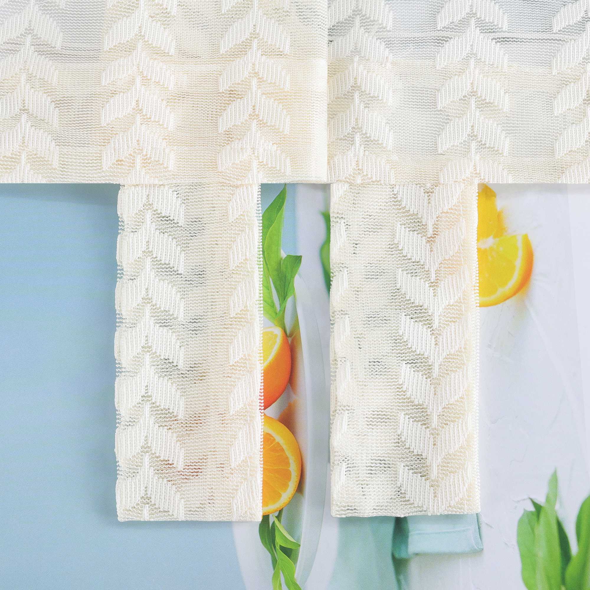 Roman Shade Sheer with Cutout Leaf Pattern and Tab-Top Hanging - Beige, W x H 100 x 140cm
