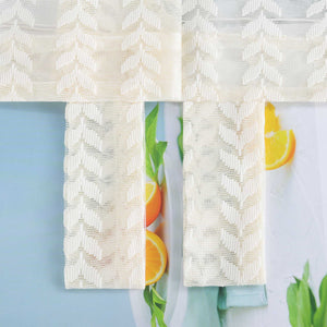 Roman Shade Sheer with Cutout Leaf Pattern and Tab-Top Hanging - Beige, W x H 100 x 140cm