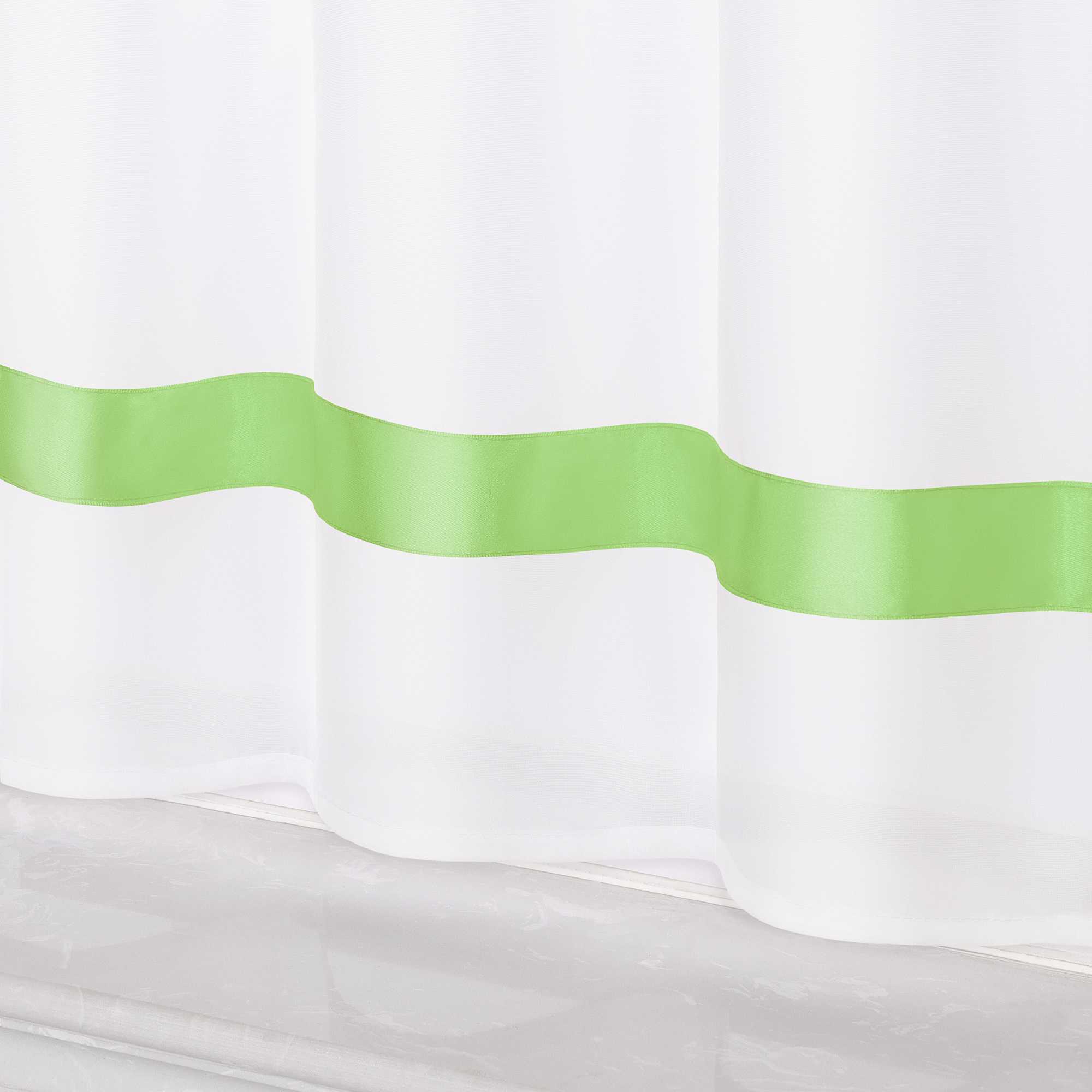 Cafe Curtain with Satin Ribbon Sheer 1 Piece