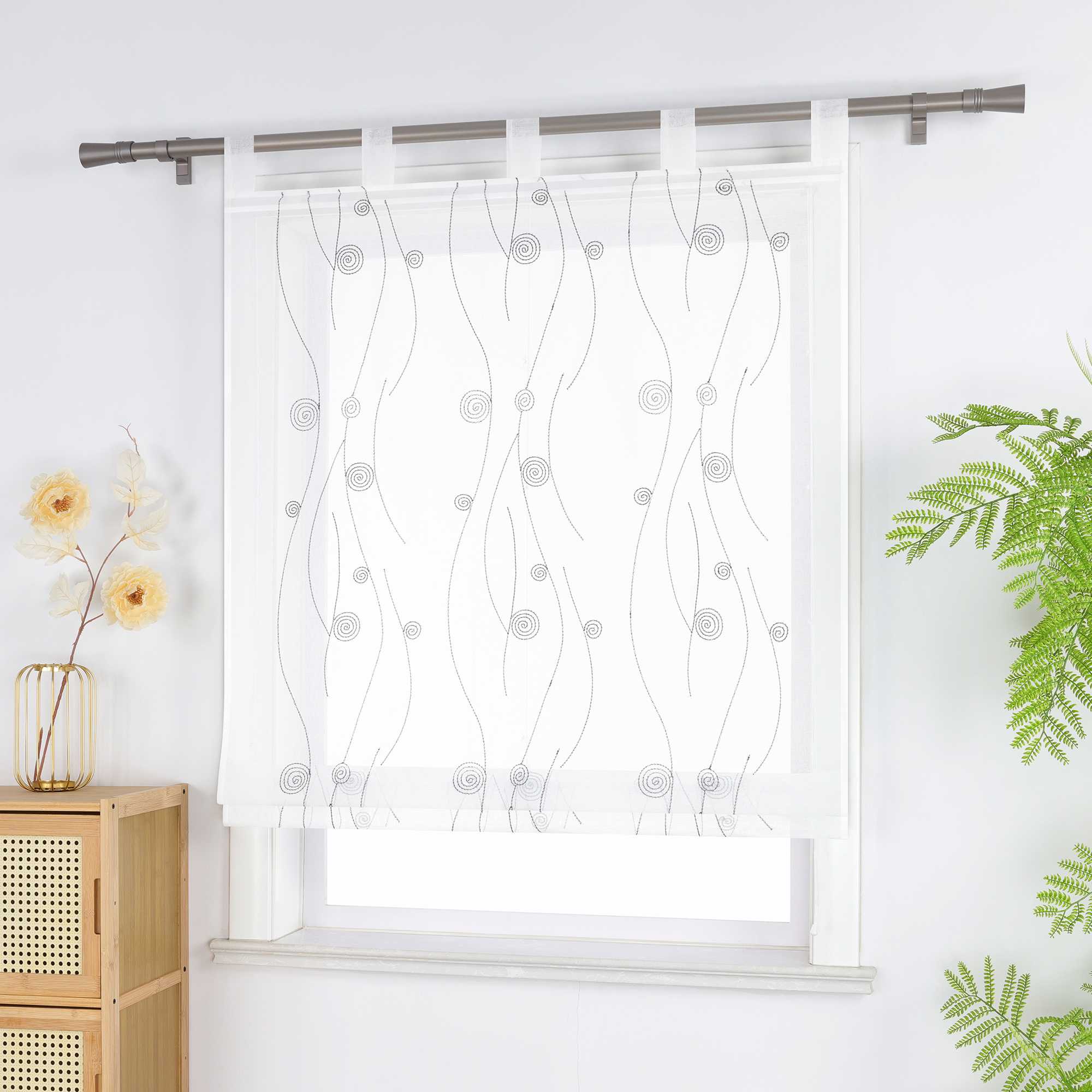 Roman Shade with Circle Pattern - sand, W x H 100 x 140cm