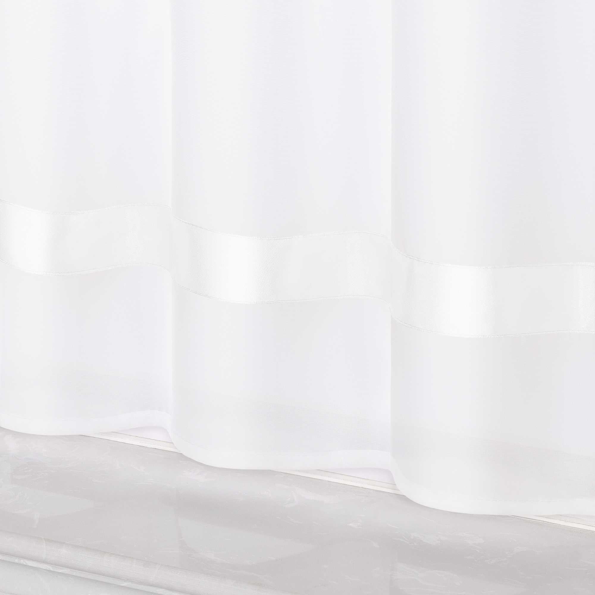 Cafe Curtain with Satin Ribbon Sheer 1 Piece - Black, H x W 45 x 90cm