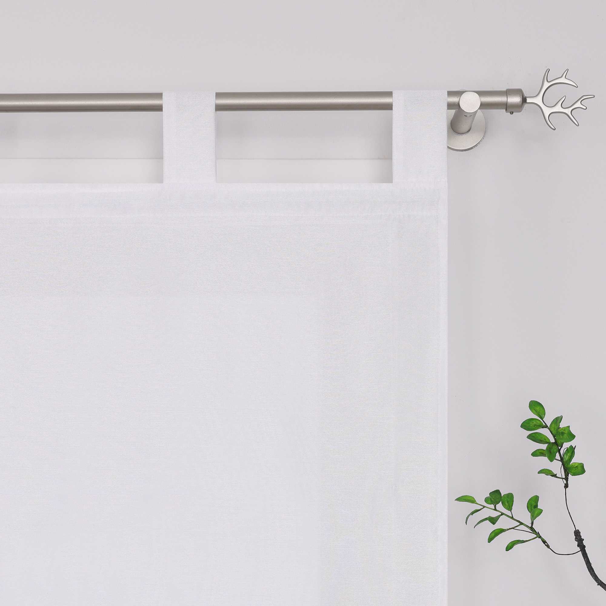Roman Shade with Tab-Top Hanging Kitchen Curtains 1 Piece - White, W x H 100 x 140cm