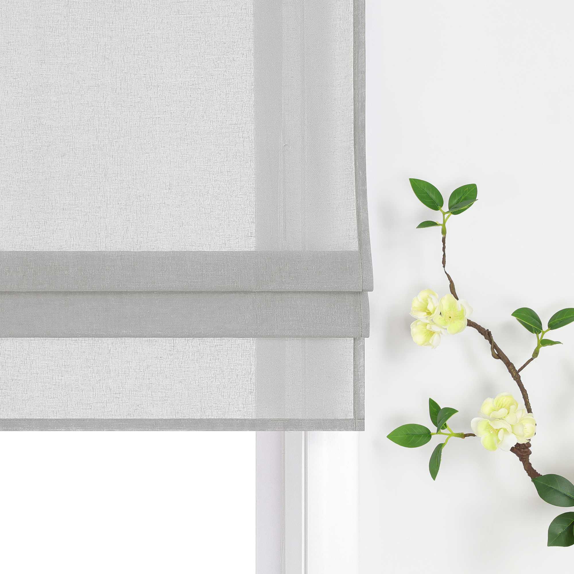 Delien White Roman Shade with Tab-Top Hanging