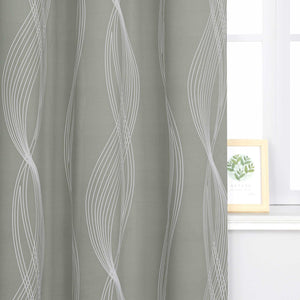 Blackout Grommet Curtain Opaque Thermal with Water-Wave Pattern 1 Piece - Gray, H x W 245 x 135cm