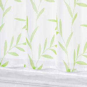 Cafe Curtain in Country Style with Leaf Pattern - Green, H x W 45 x 120cm
