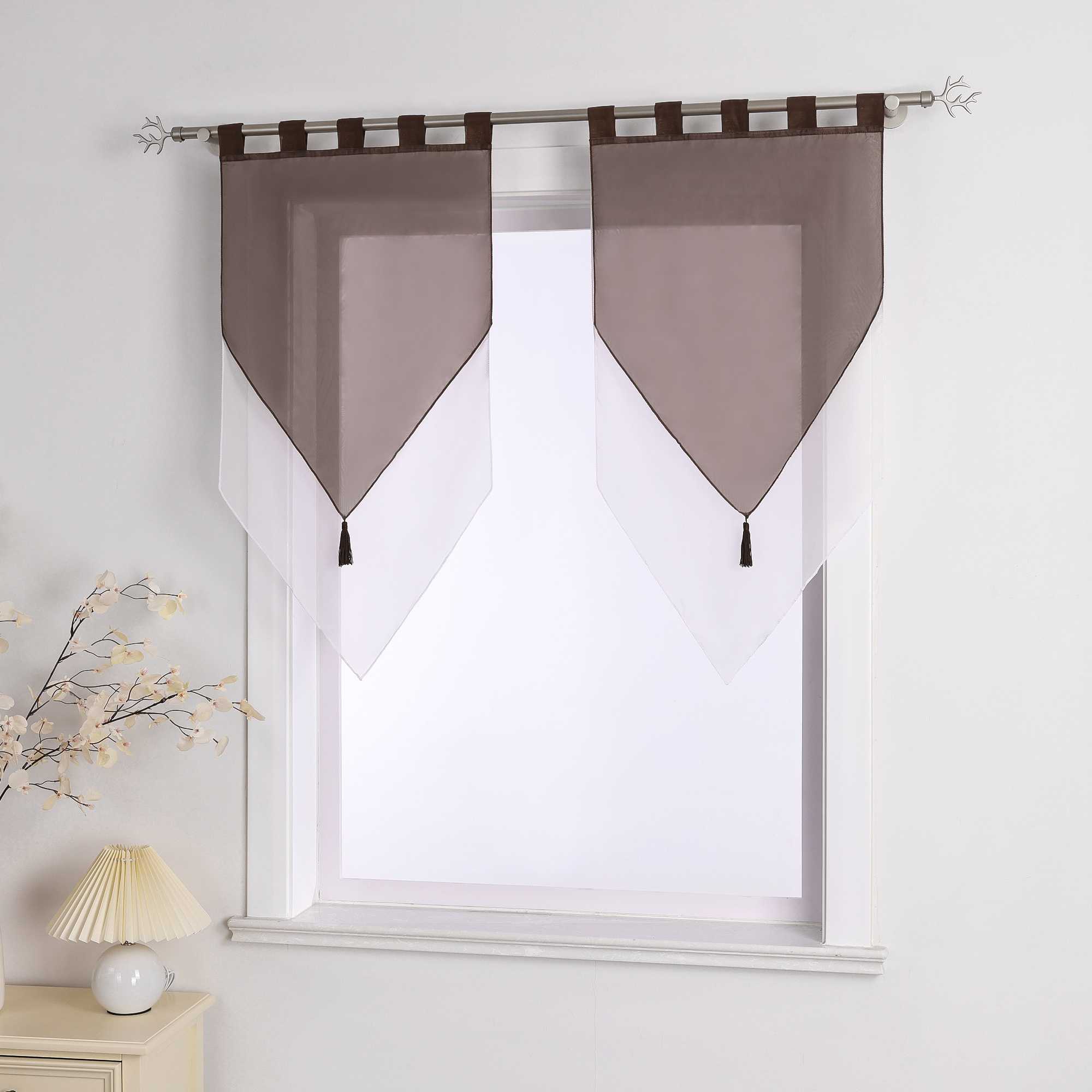 Curtains with Tab-Top Hanging and Triangular Hem Set of 2