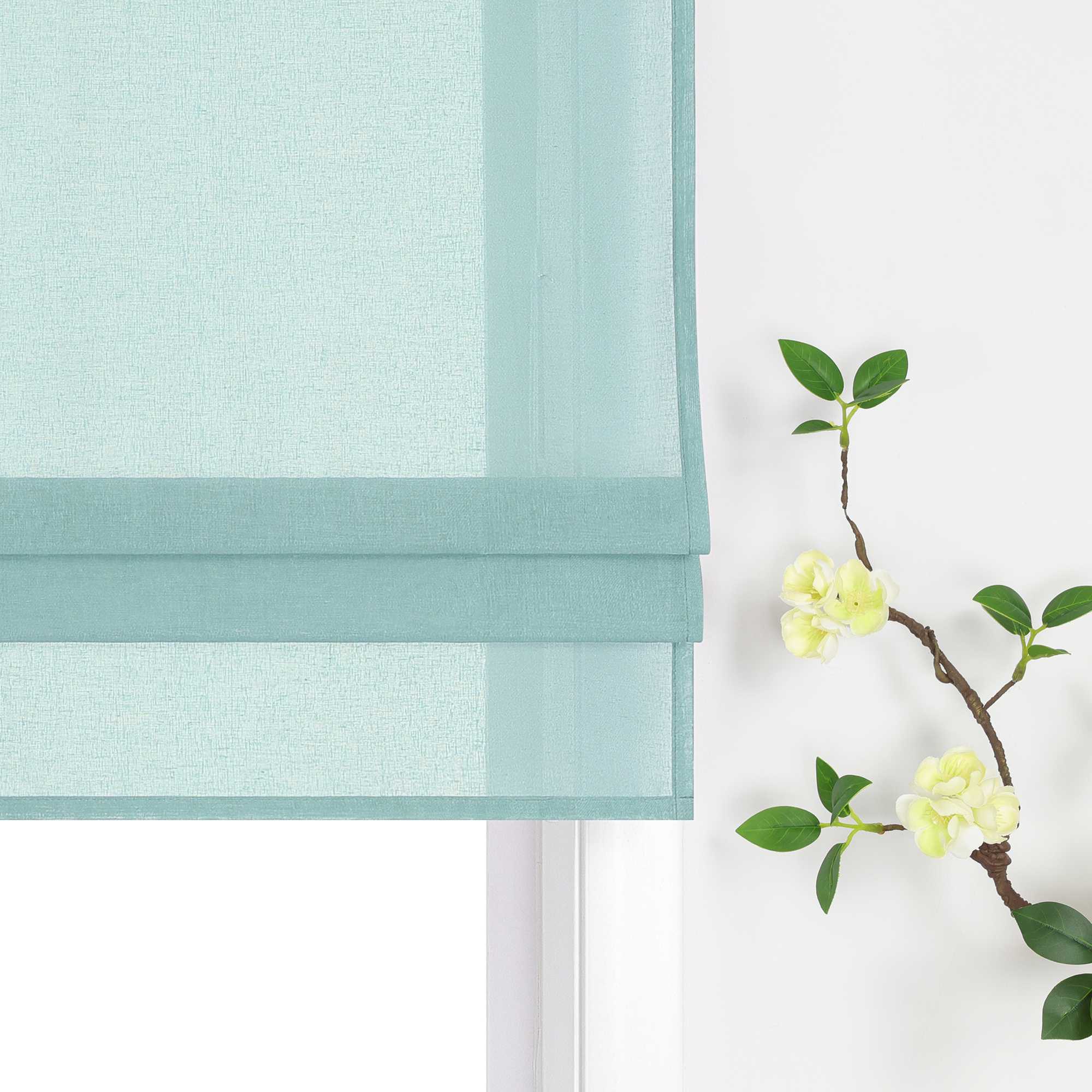 Delien White Roman Shade with Tab-Top Hanging