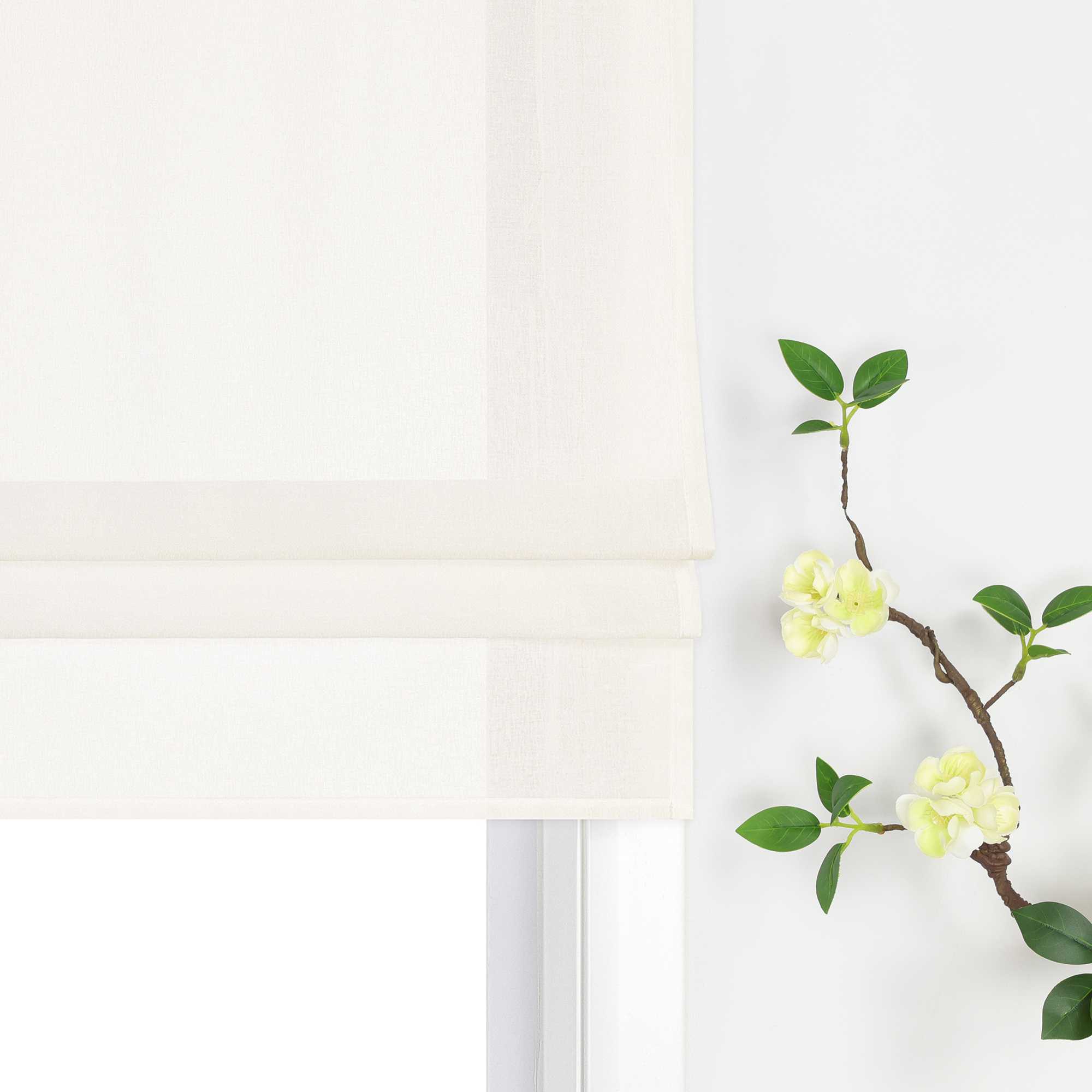 Delien White Roman Shade with Tab-Top Hanging