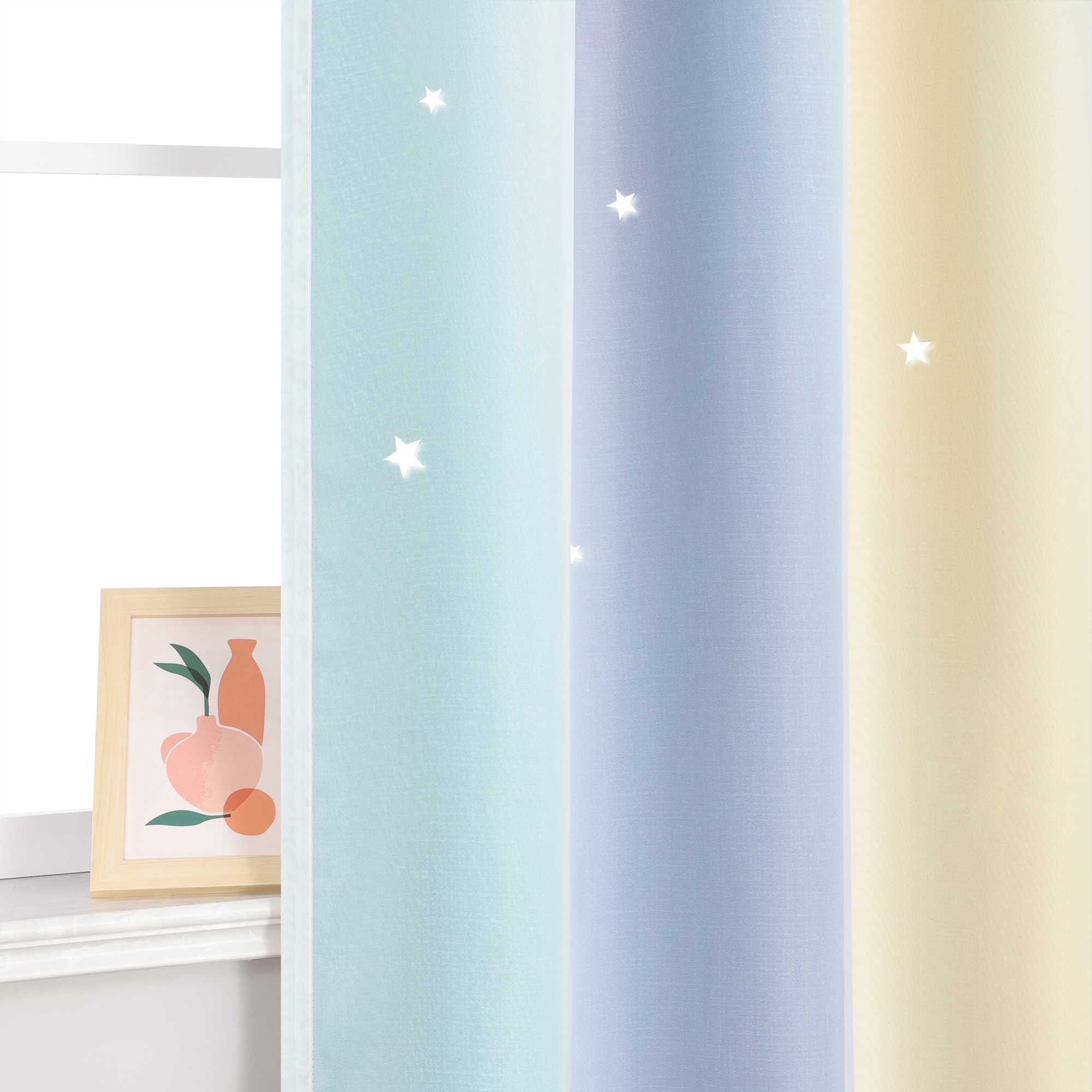 2-in-1 Curtain Children's Room with Stars 1 Piece - floral, W x H 132 x 240cm