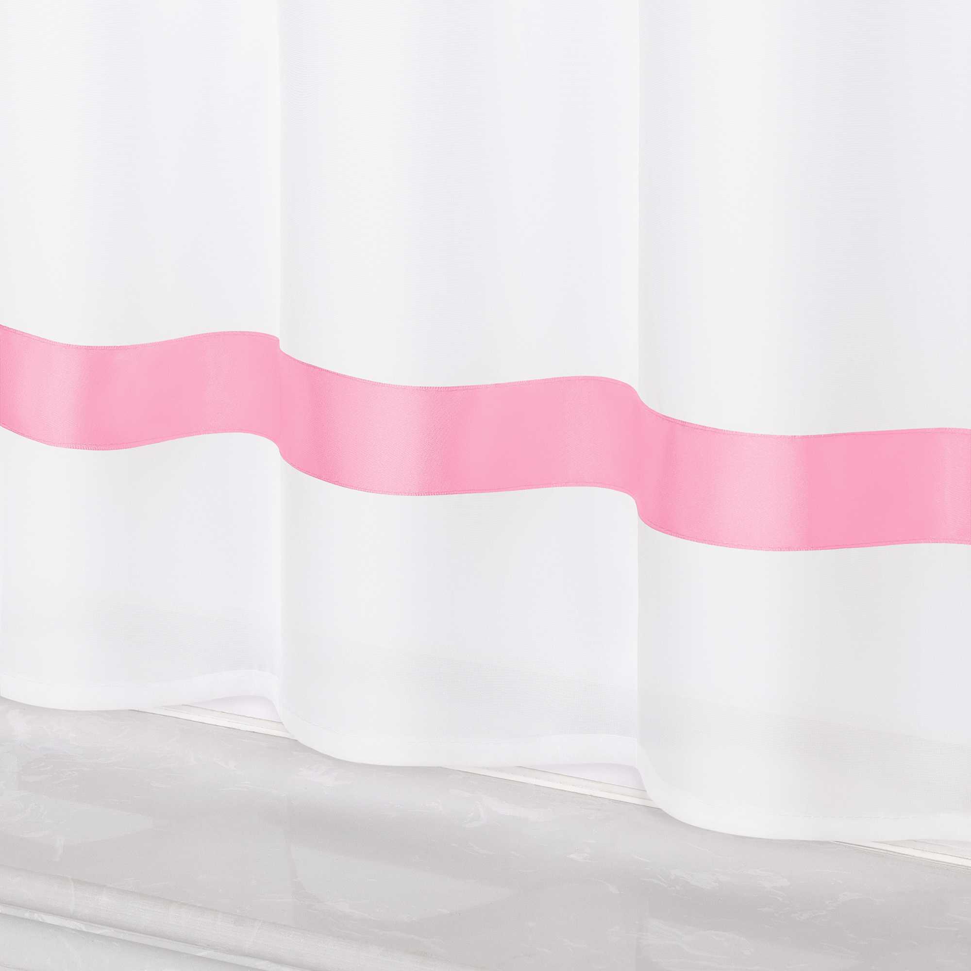 Cafe Curtain with Satin Ribbon Sheer 1 Piece