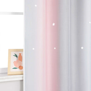 2-in-1 Curtain Children's Room with Stars 1 Piece - Gray, W x H 132 x 240cm
