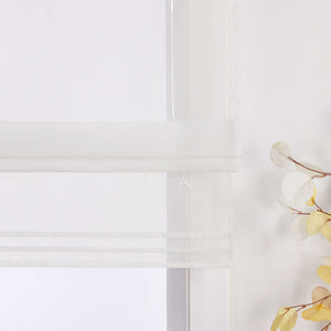 Roman Shade Tab-Top Curtain Solid Color Sheer Voile with Decorative Folds 1 Piece - Dark Gray, H x W 155 x 120cm