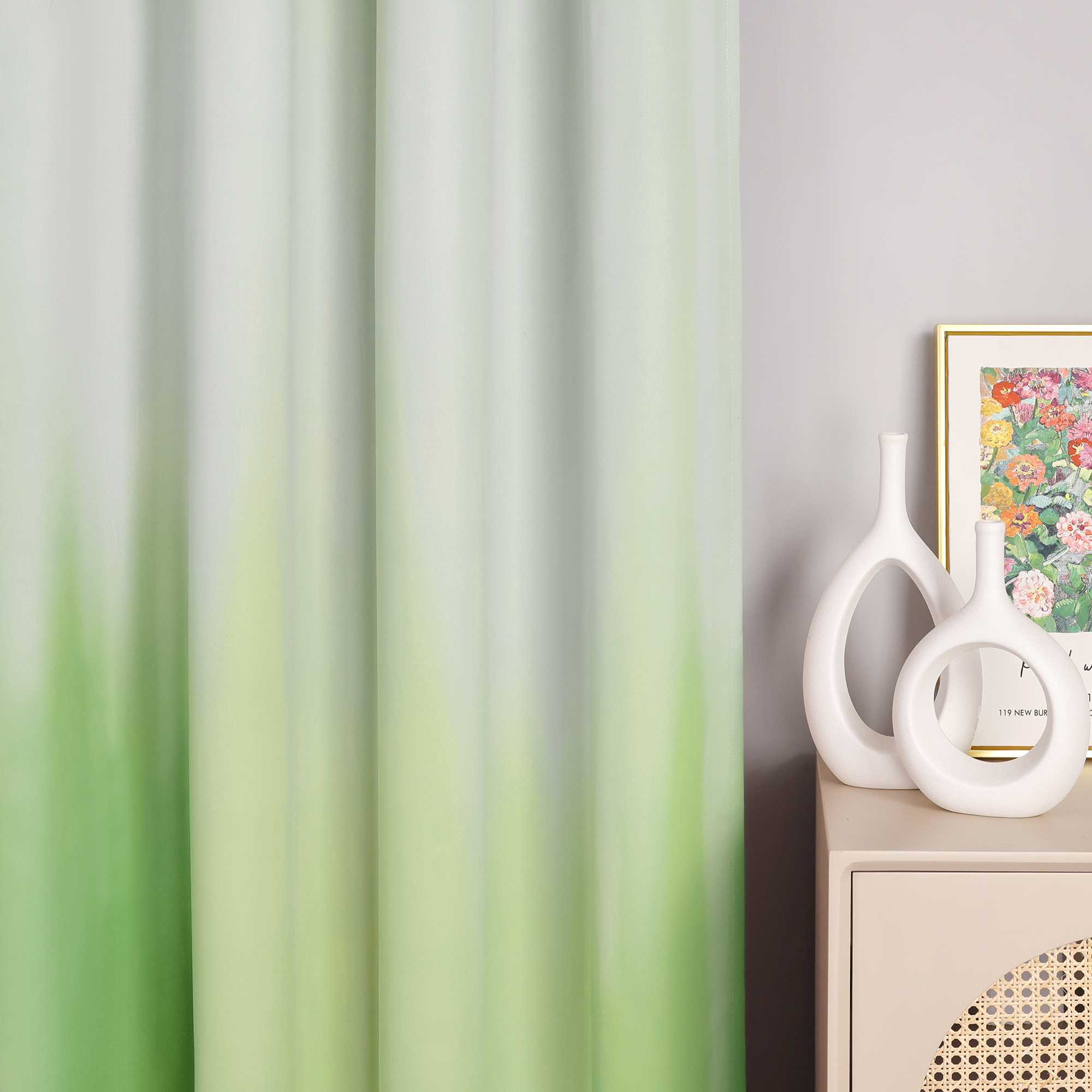 Blackout Curtain with Gradient Grommet Curtain Panel 1 Piece - Gray, H x W 225 x 135cm