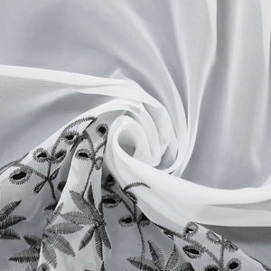 Cafe Curtain with Maple-Leaf Design - Gray, H x W 45 x 120cm
